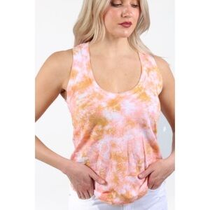 NEW Boutique SEN Pink & Orange Tie Dye Hali Scoop Neck Tank Top XS